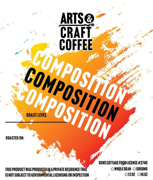 Composition coffee label, Arts & Craft Coffee